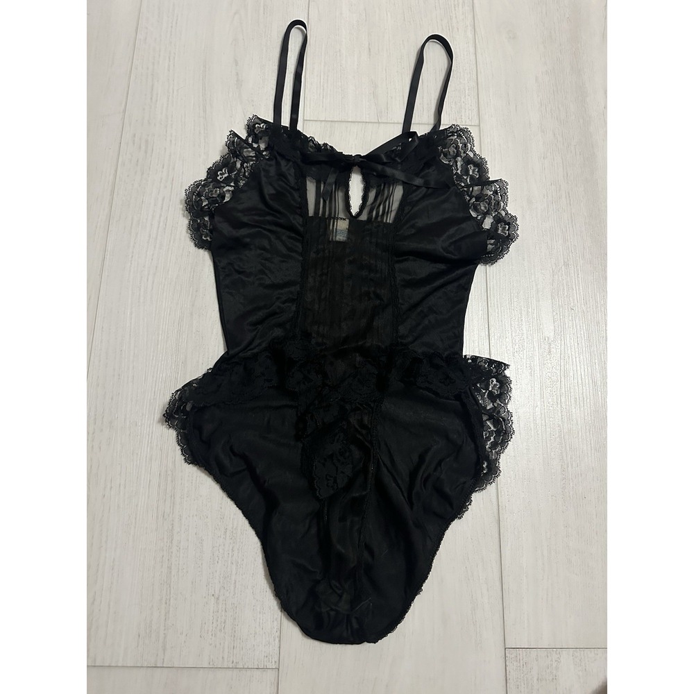 Vintage Shirley of Hollywood Nylon Teddy Sz M‎ - Black